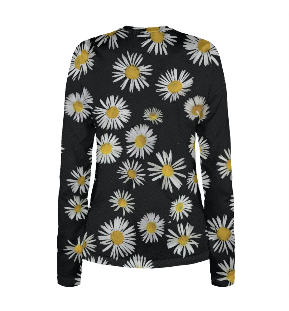 Женский лонгслив с изображением Ромашка трям цвета Белый