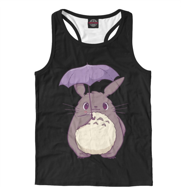 Мужская майка-борцовка с изображением Тоторо с зонтом цвета Белый