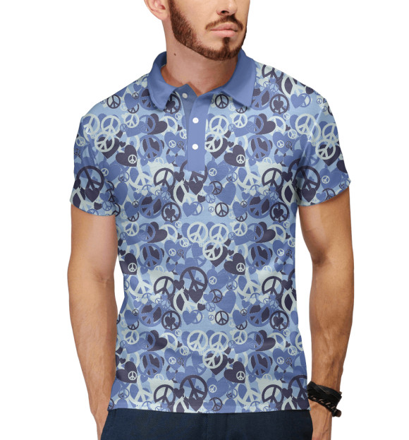 Мужское поло с изображением Мир, Любовь, Пацифизм цвета Белый