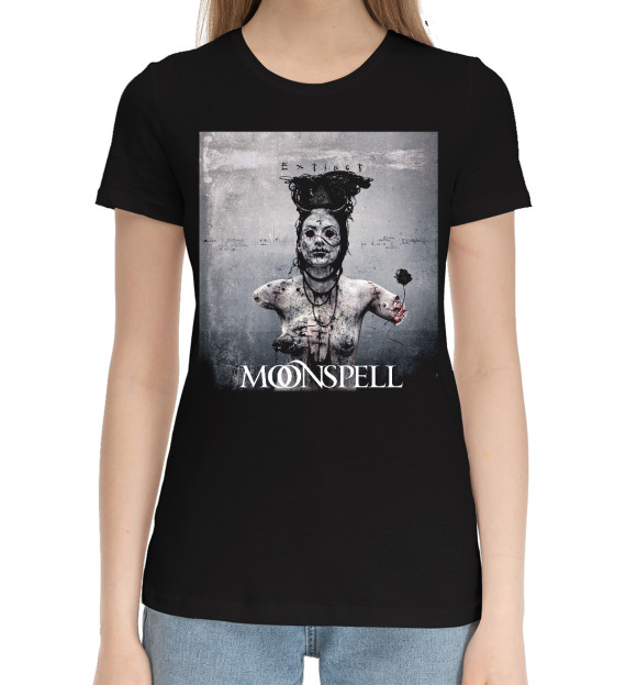 Женская хлопковая футболка с изображением Moonspell цвета Черный