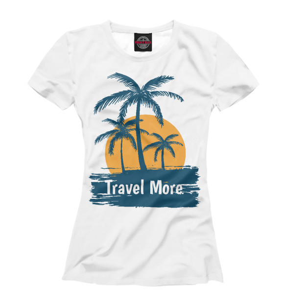 Футболка для девочек с изображением Travel more цвета Белый