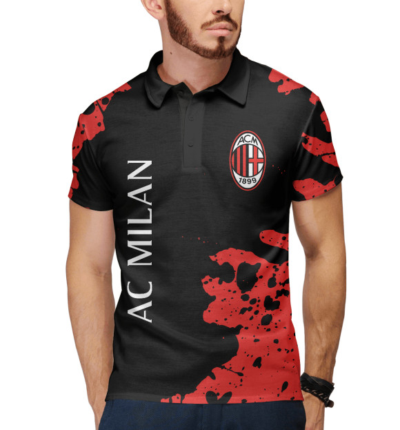 Мужское поло с изображением AC Milan / Милан цвета Белый