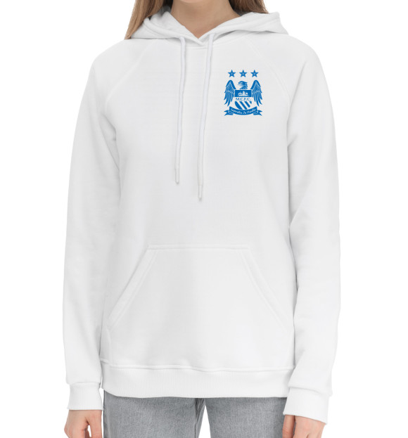 Женский хлопковый худи с изображением Manchester City цвета Белый