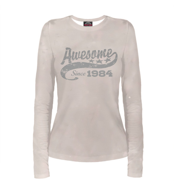Женский лонгслив с изображением Awesome Since 1984 цвета Белый