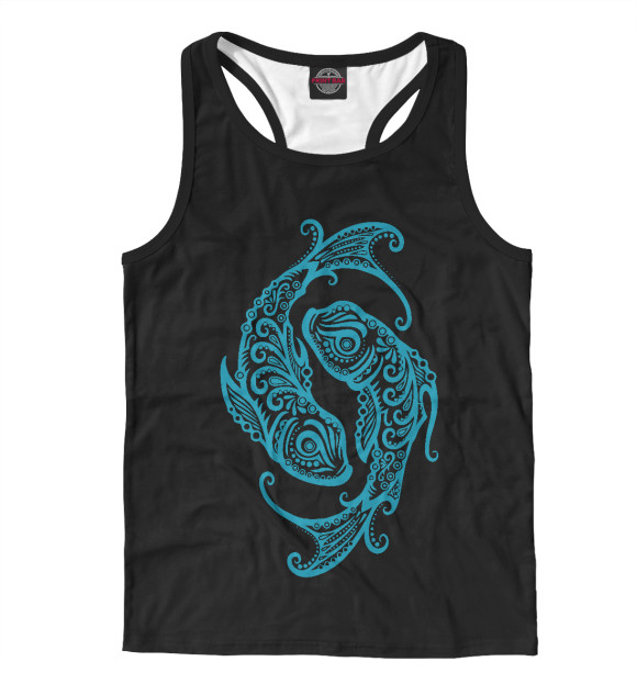 Мужская майка-борцовка с изображением Зодиак - Рыбы цвета Белый