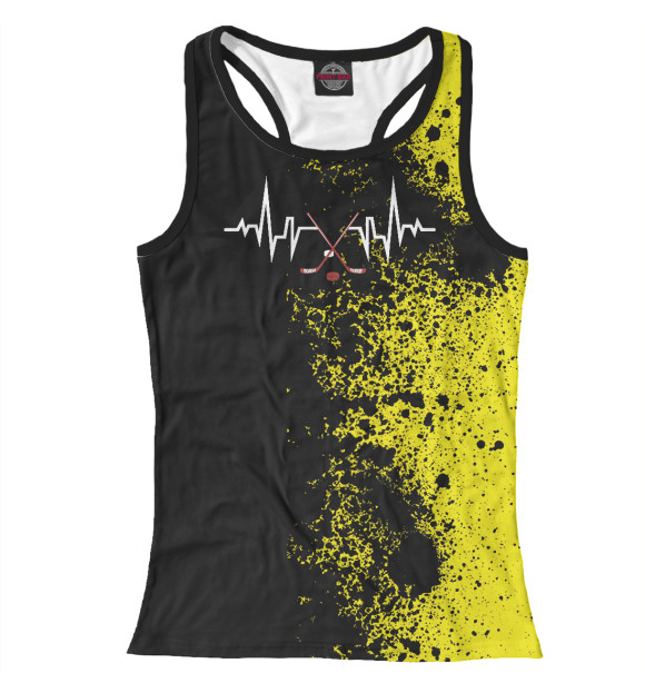 Женская майка-борцовка с изображением Hockey Player Heartbeat цвета Белый