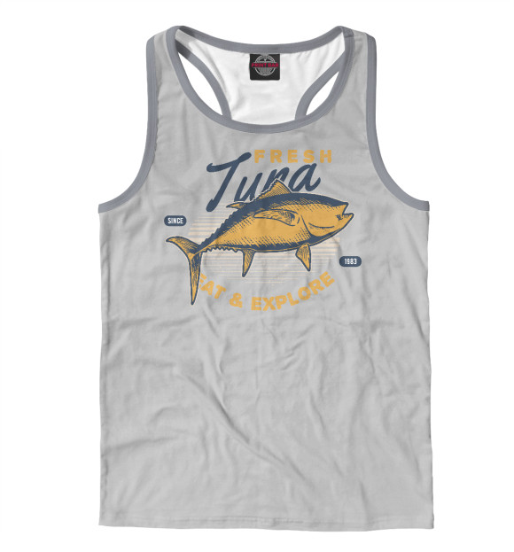 Мужская майка-борцовка с изображением Рыба цвета Белый