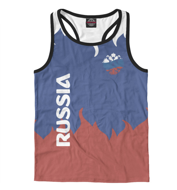 Мужская майка-борцовка с изображением RUSSIA цвета Белый