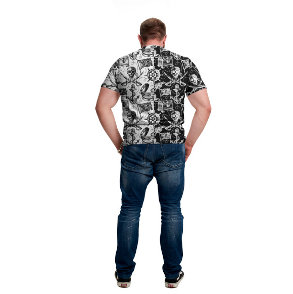 Мужская футболка с изображением Пираты (pattern) цвета Белый