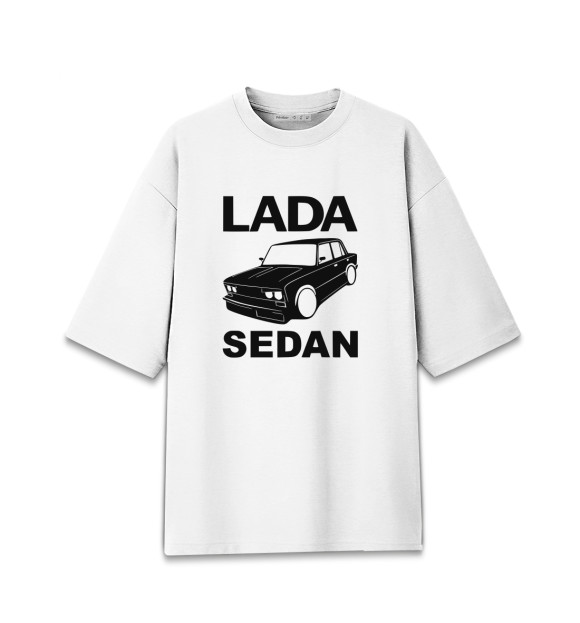 Женская футболка оверсайз с изображением LADA цвета Белый