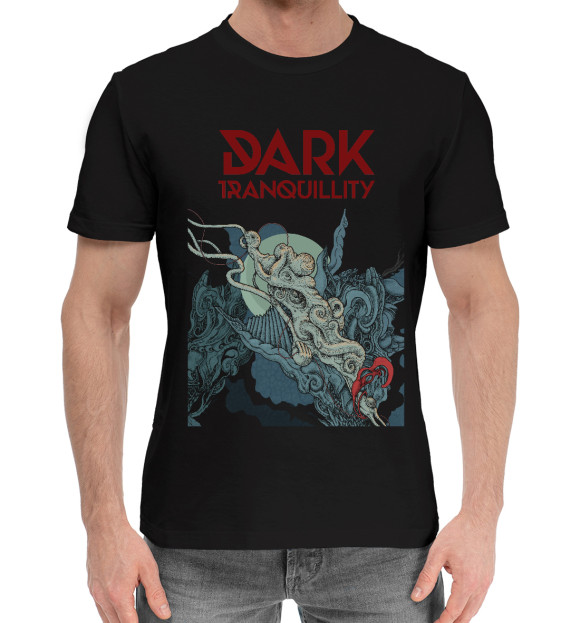Мужская хлопковая футболка с изображением Dark tranquillity- цвета Черный