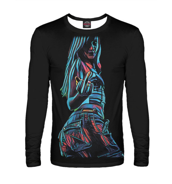 Мужской лонгслив с изображением Bad Girl цвета Белый