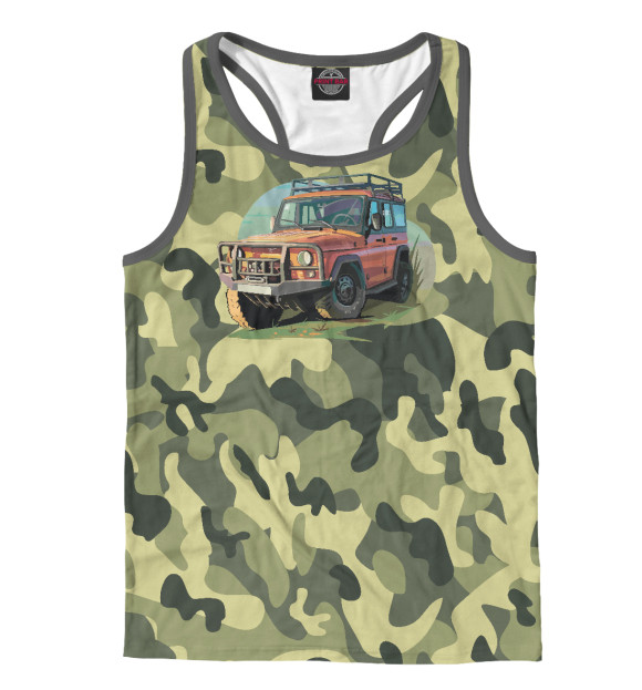 Мужская майка-борцовка с изображением UAZKHAKI цвета Белый