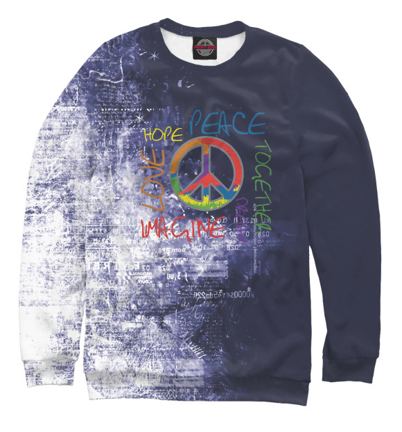 Свитшот для мальчиков с изображением Retro Peace цвета Белый