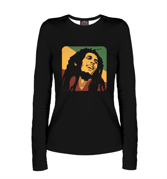 Женский лонгслив с изображением Bob Marley цвета Белый