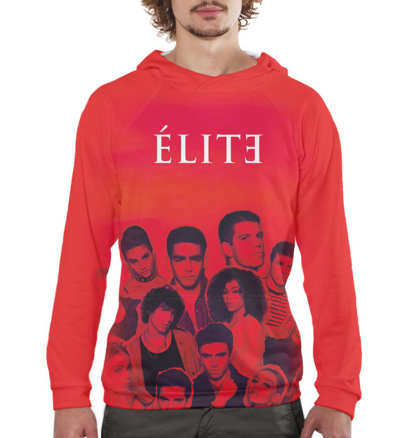 Мужское худи с изображением Elite цвета Белый