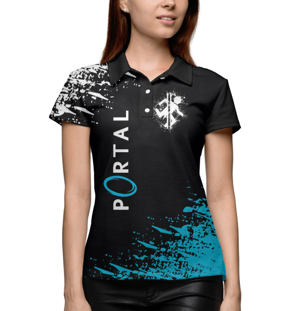 Женское поло с изображением Portal цвета Белый