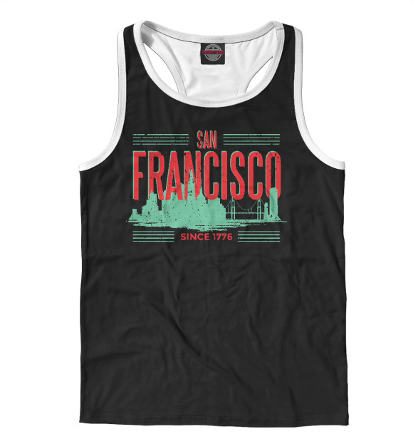 Мужская майка-борцовка с притом San Francisco 1776 цвета Белый Мужская майка-борцовка с изображением San Francisco 1776 цвета Белый