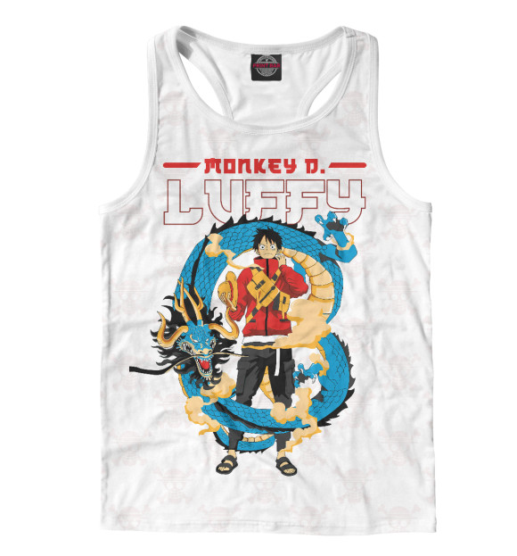 Мужская майка-борцовка с изображением One Piece Большой куш цвета Белый