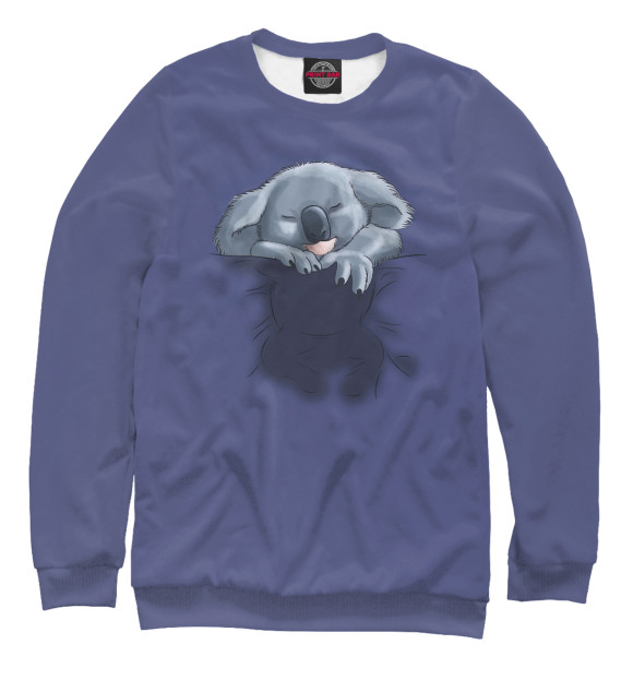 Мужской свитшот с изображением Спящая коала цвета Белый