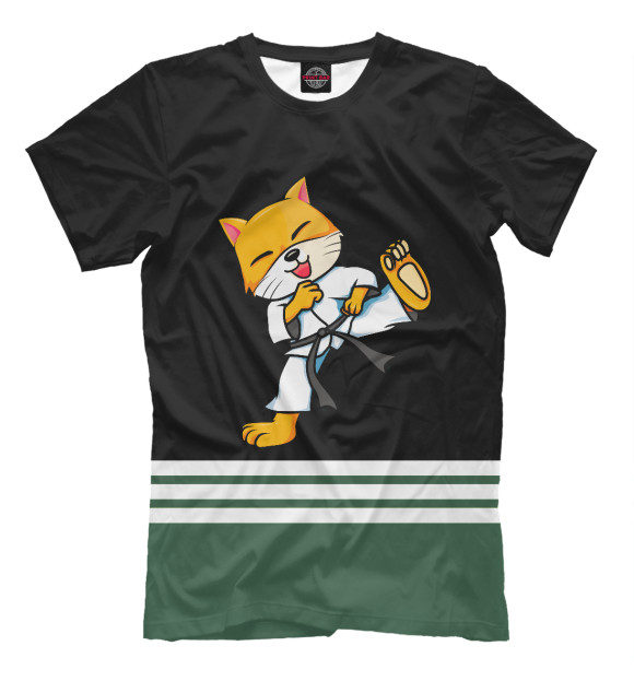 Футболка для мальчиков с изображением Karate Cat цвета Белый