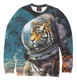 Женский свитшот Тигр космонавт на далекой планете