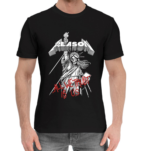 Мужская хлопковая футболка с изображением REASON цвета Черный