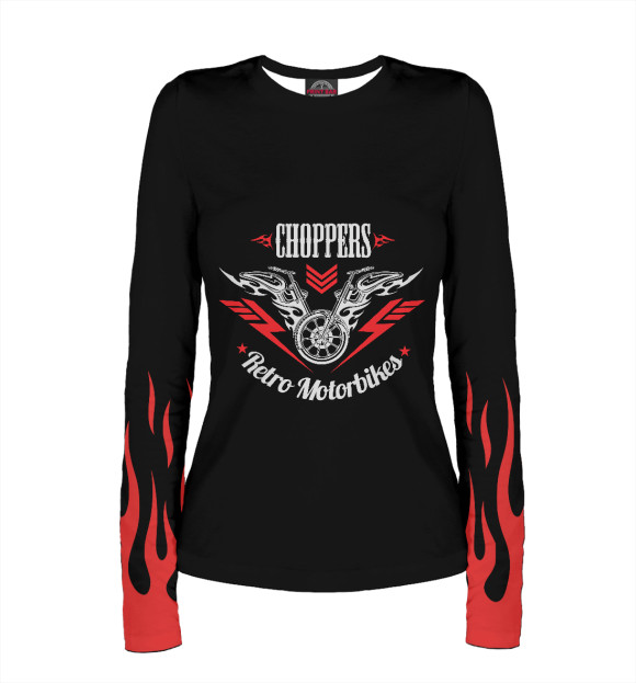 Женский лонгслив с изображением Choppers цвета Белый
