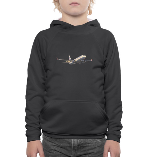 Худи для мальчика с изображением Боинг 737-800 цвета Белый