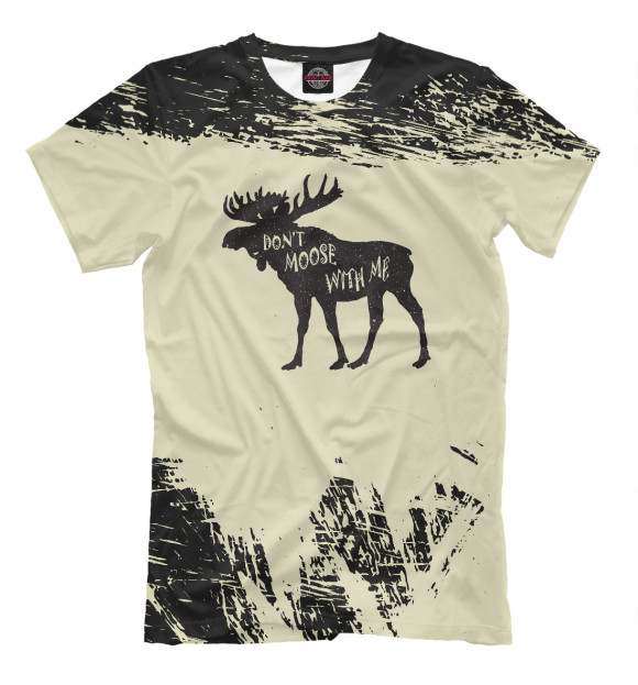 Мужская футболка с изображением Dont Moose With Me Distress цвета Белый