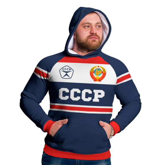 Мужское худи с изображением СССР цвета Белый