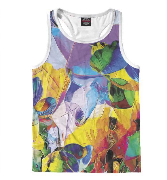 Мужская майка-борцовка с изображением Цветочный паттерн цвета Белый