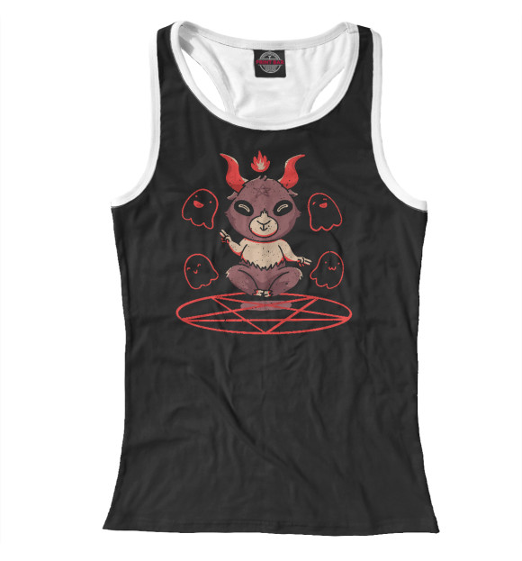 Женская майка-борцовка с изображением Милый Демон Бафомет цвета Белый