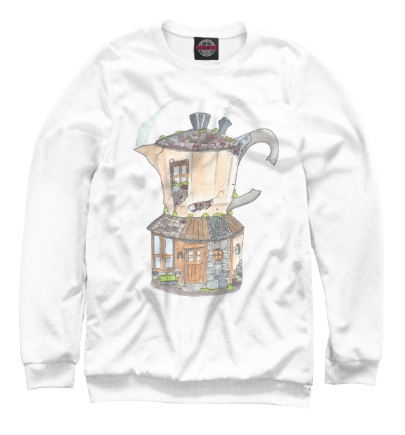 Мужской свитшот с изображением Кофейный домик цвета Белый
