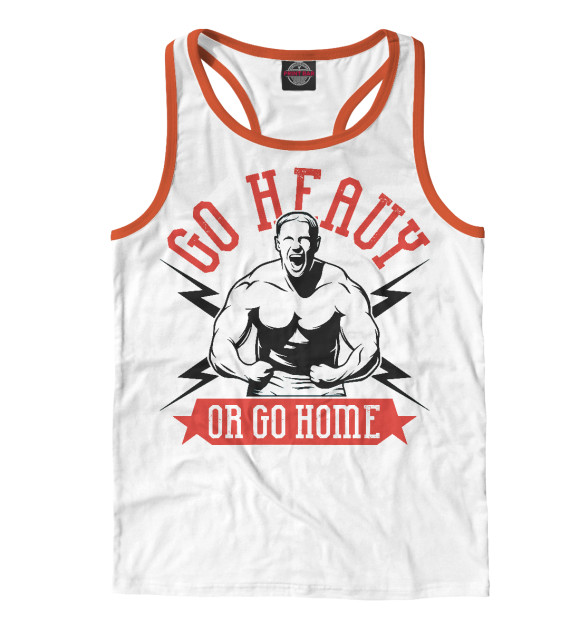 Мужская майка-борцовка с притом Качайся или Вали цвета Белый Мужская майка-борцовка с изображением Качайся или Вали цвета Белый