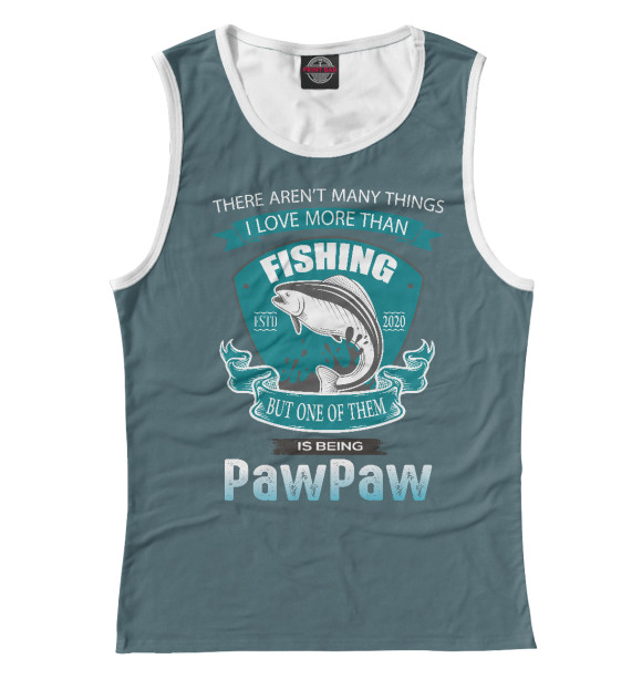 Женская майка с притом Рыбалов цвета Белый Женская майка с изображением Рыбалов цвета Белый