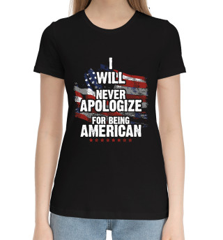 Хлопковая футболка для девочек Я Американец