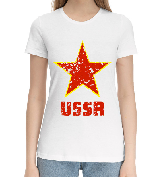 Женская хлопковая футболка с изображением USSR цвета Белый