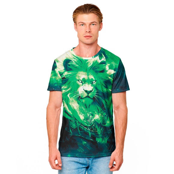 Мужская футболка с притом Лев цвета Белый Мужская футболка с изображением Лев цвета Белый