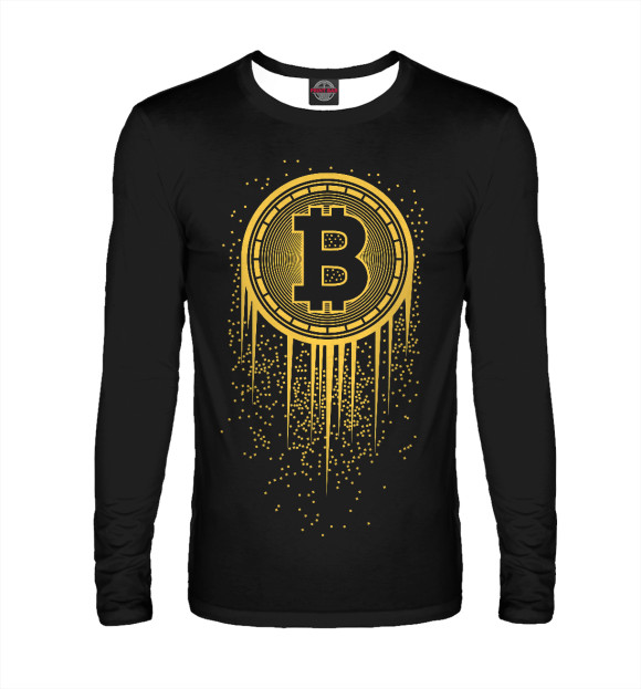 Мужской лонгслив с изображением Bitcoin цвета Белый