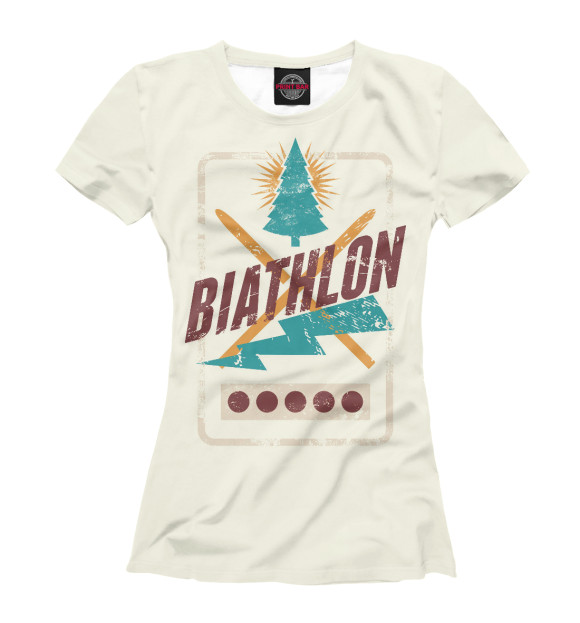Женская футболка с изображением Biathlon цвета Белый