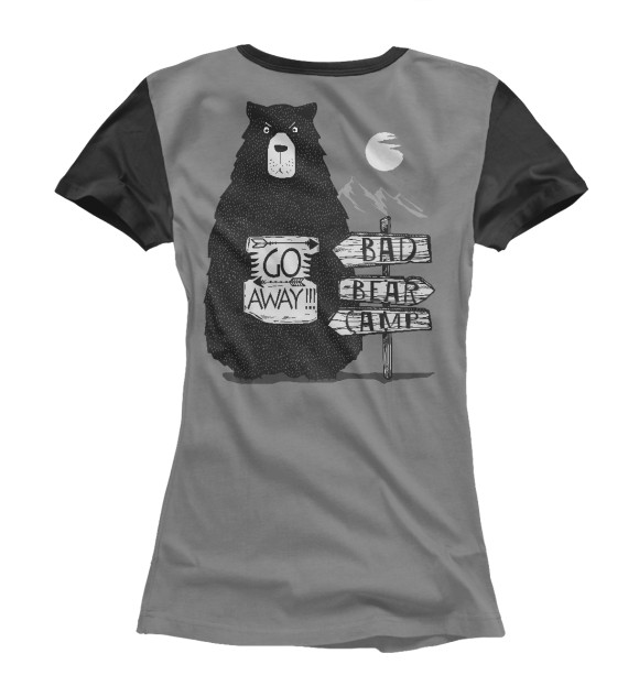 Футболка для девочек с изображением Bad Bear camp цвета Белый