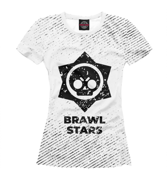 Футболка для девочек с изображением Brawl Stars гранж светлый цвета Белый