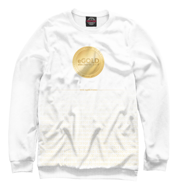 Мужской свитшот с изображением Coin white code eGOLD цвета Белый