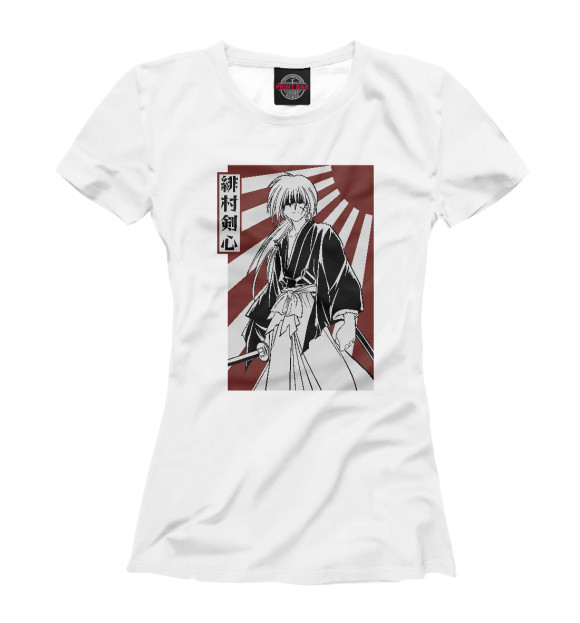 Женская футболка с изображением Самурай Кенси цвета Белый
