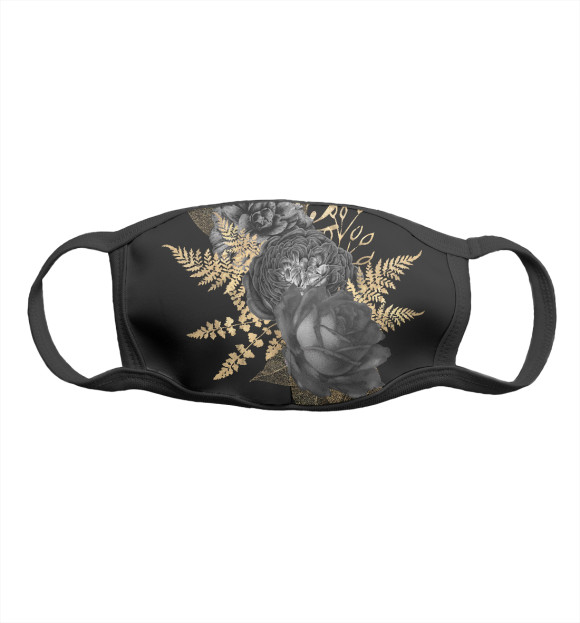 Маска тканевая с изображением Черные розы цвета Белый
