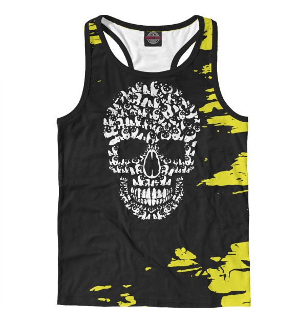 Мужская майка-борцовка с изображением Halloween Panda Bear Skull цвета Белый