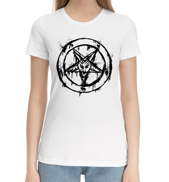 Женская хлопковая футболка с изображением Slipknot цвета Белый