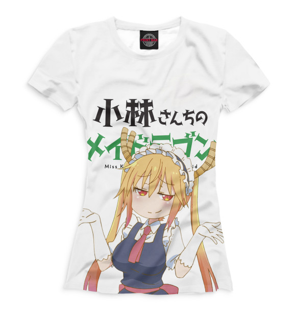 Женская футболка с изображением Дракон-горничная Кобаяши-сан цвета Белый