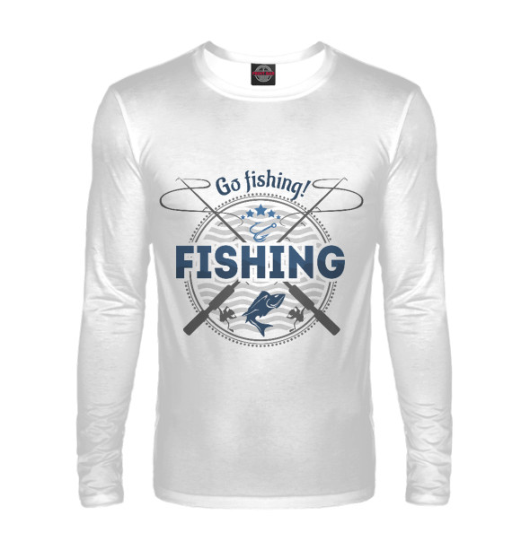 Мужской лонгслив с изображением Fishing цвета Белый